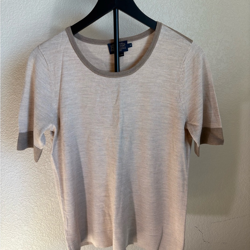 Pendleton Light Beige Short Sleeve Tee 100% Wool Soft & Light Weight